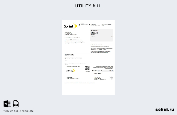 цифровая загрузка шаблона счета за коммунальные услуги USA Sprint (T Mobile)